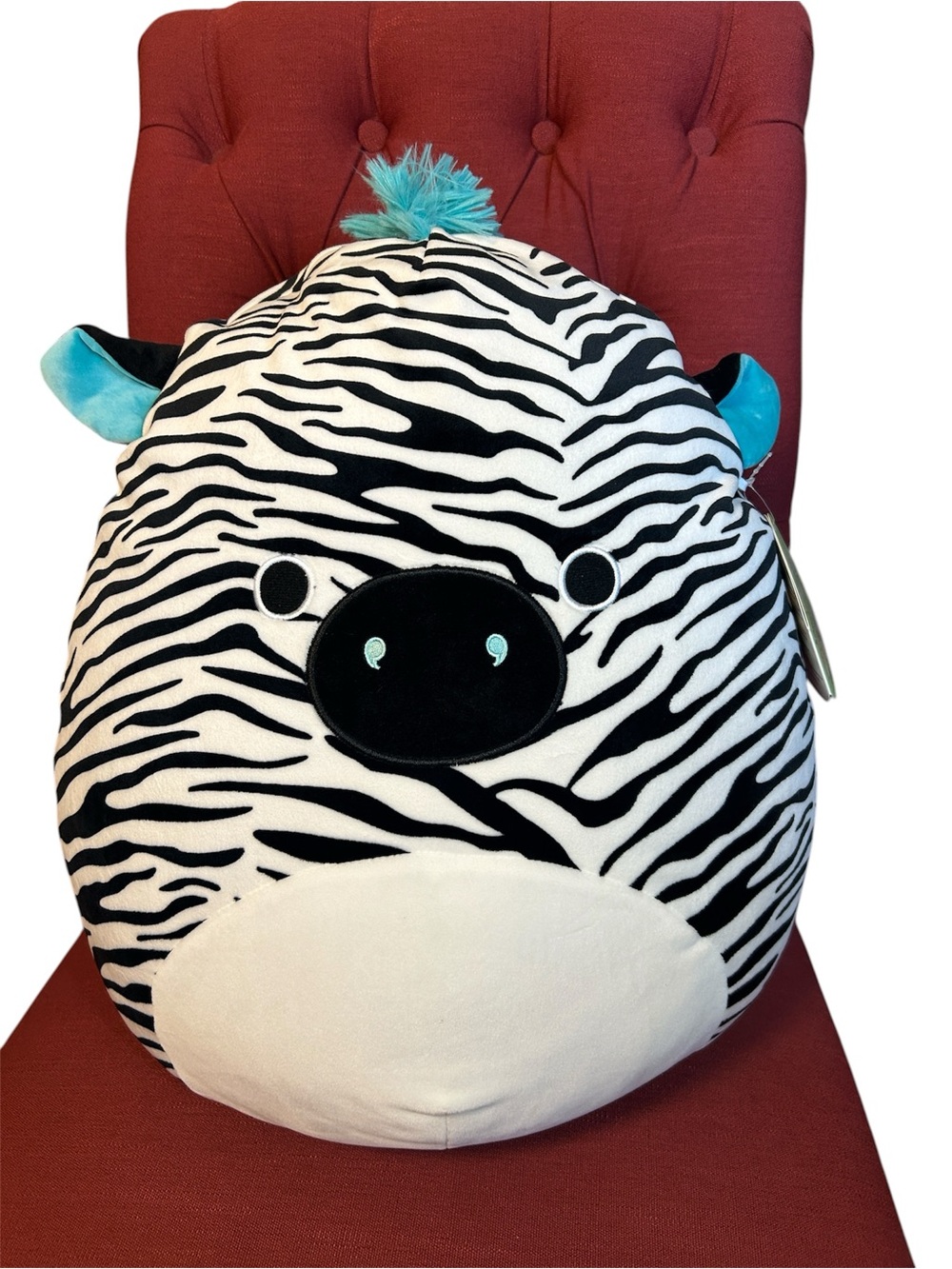 NWT Squishmallow Kellytoy Jumbo 20” Zeke the Zebra Bright Squad Plush Teal